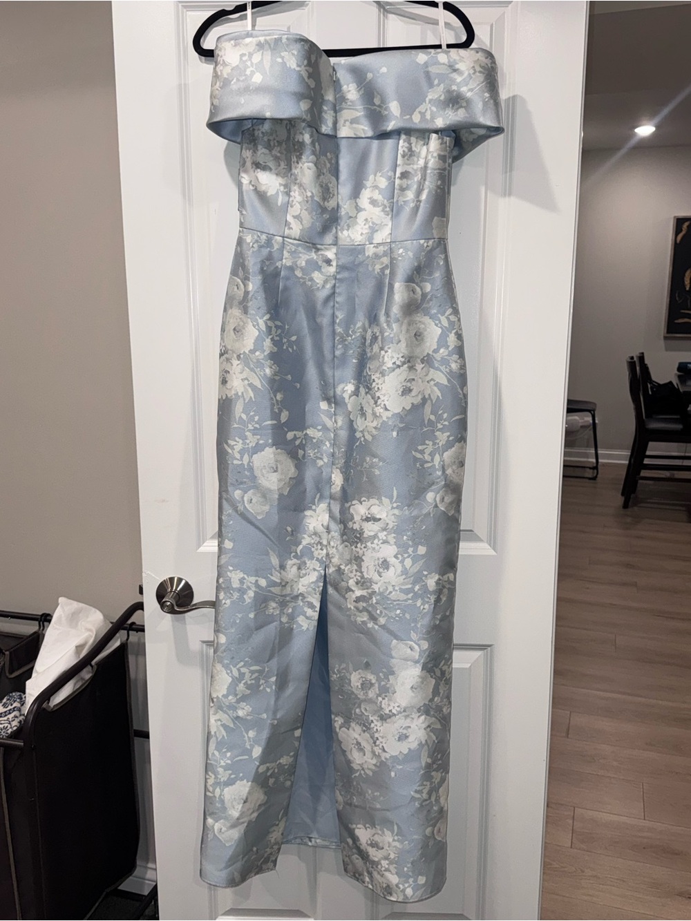 Alfred Sung/Dessy Constance Off-Shoulder Floral Jacquard Gown in Light Blue - Picture 7 of 11